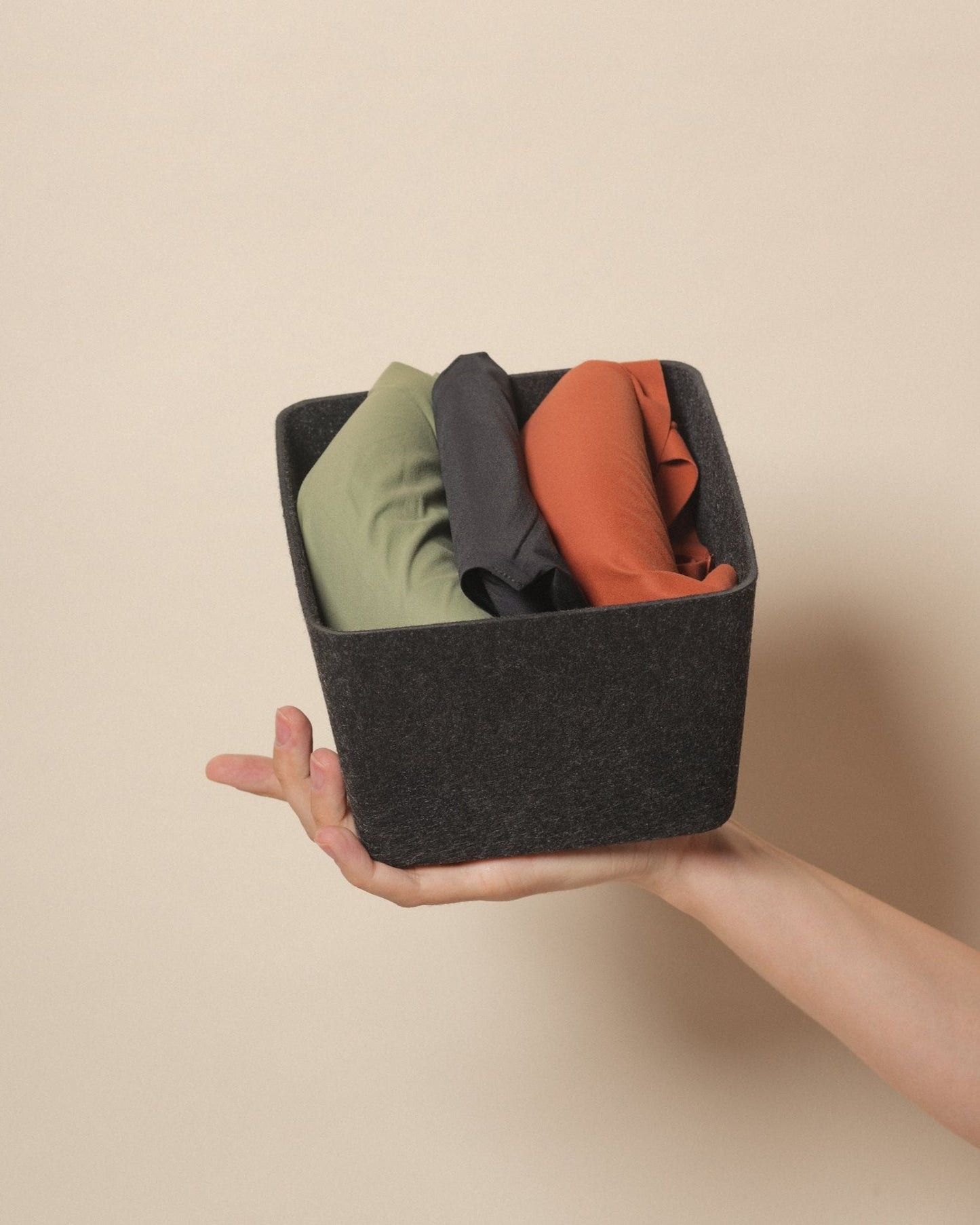 Sculpted Petite Storage Bin Set (3-Pack) – Minimal Felt Organizer