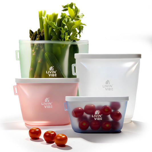 Reusable Silicone Food Storage Bags | Set of 4 (4 Sizes)