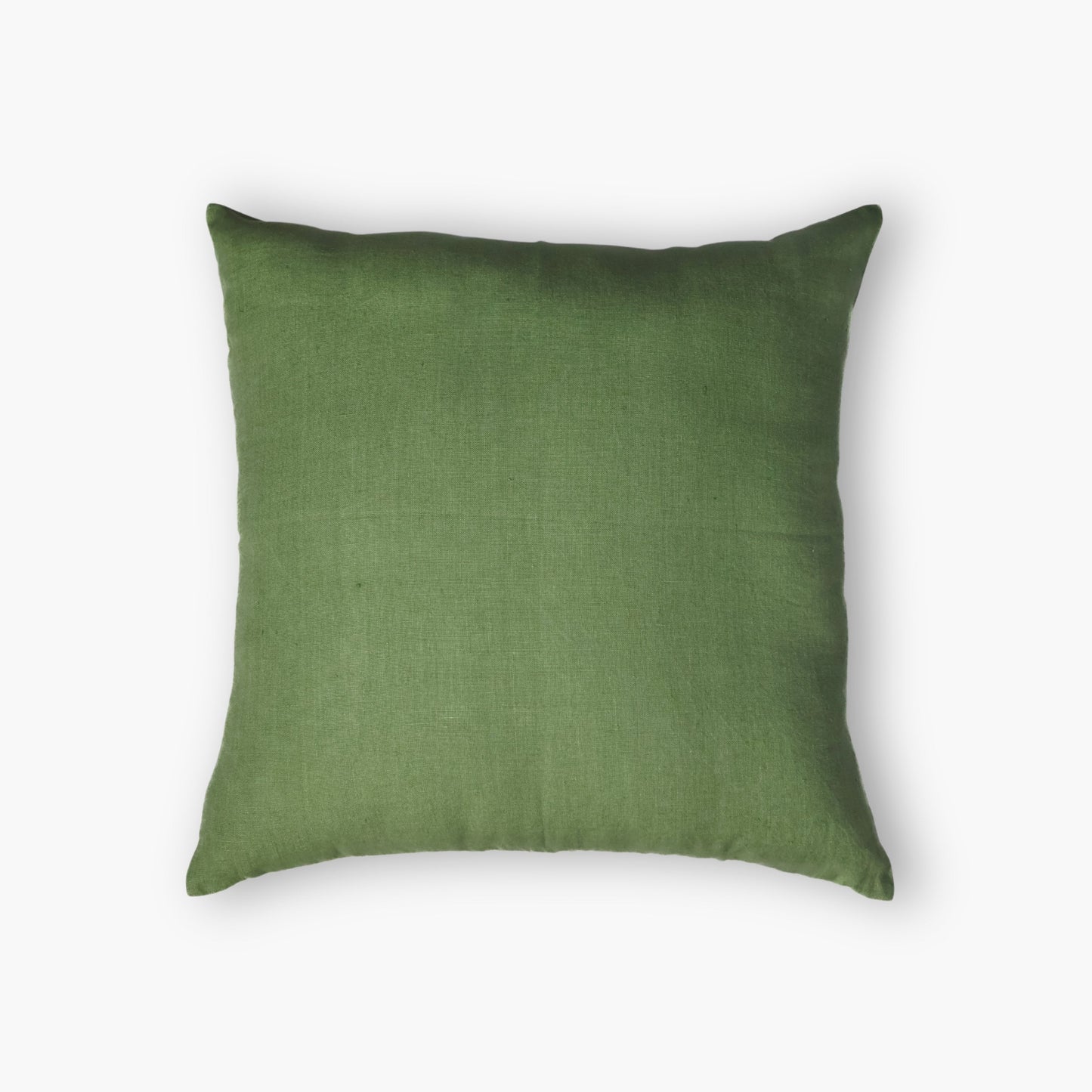 Bella Linen Throw Pillow Cover — Olive Green & Blue