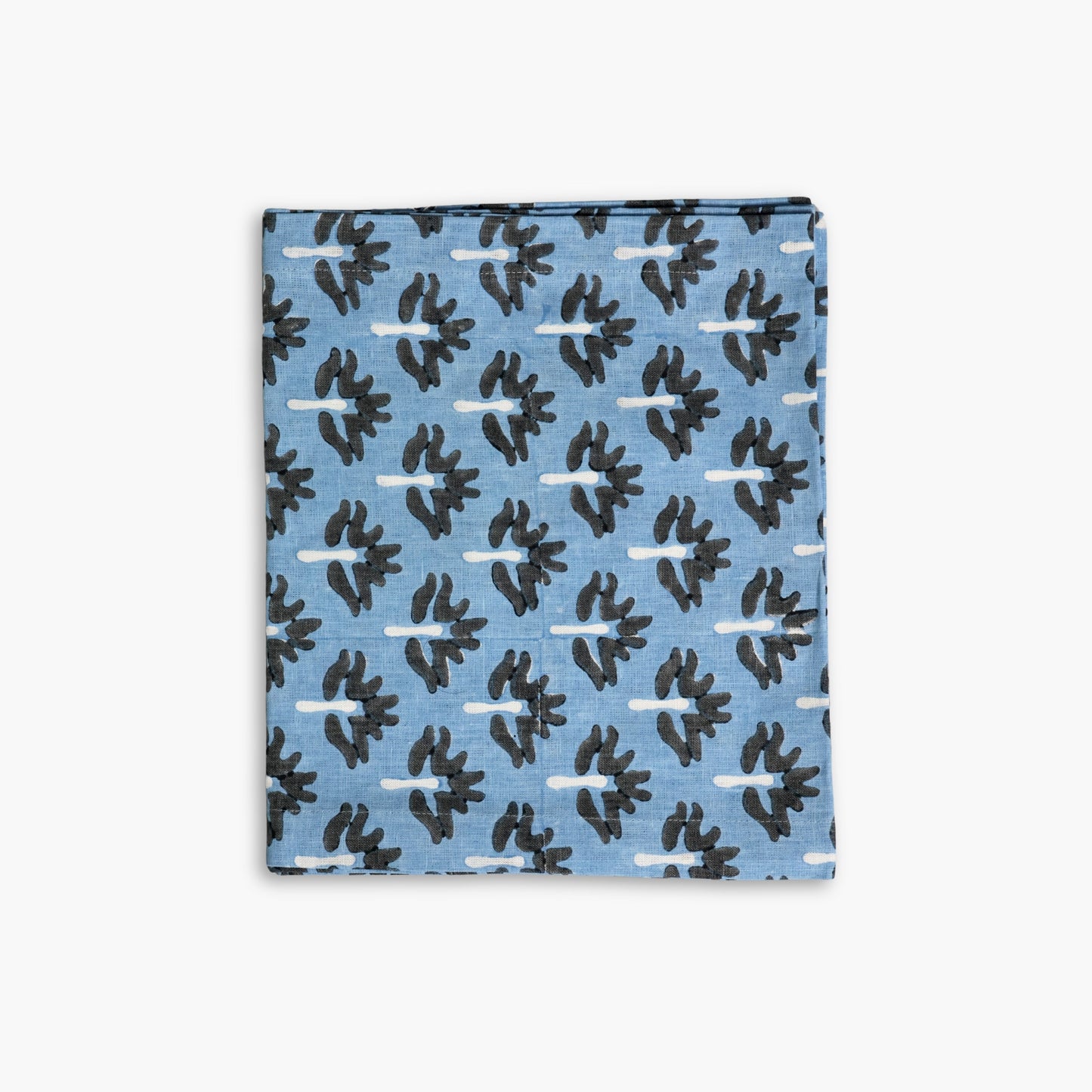 Zeenat Hand-Printed Linen Table Runner — Steel Blue