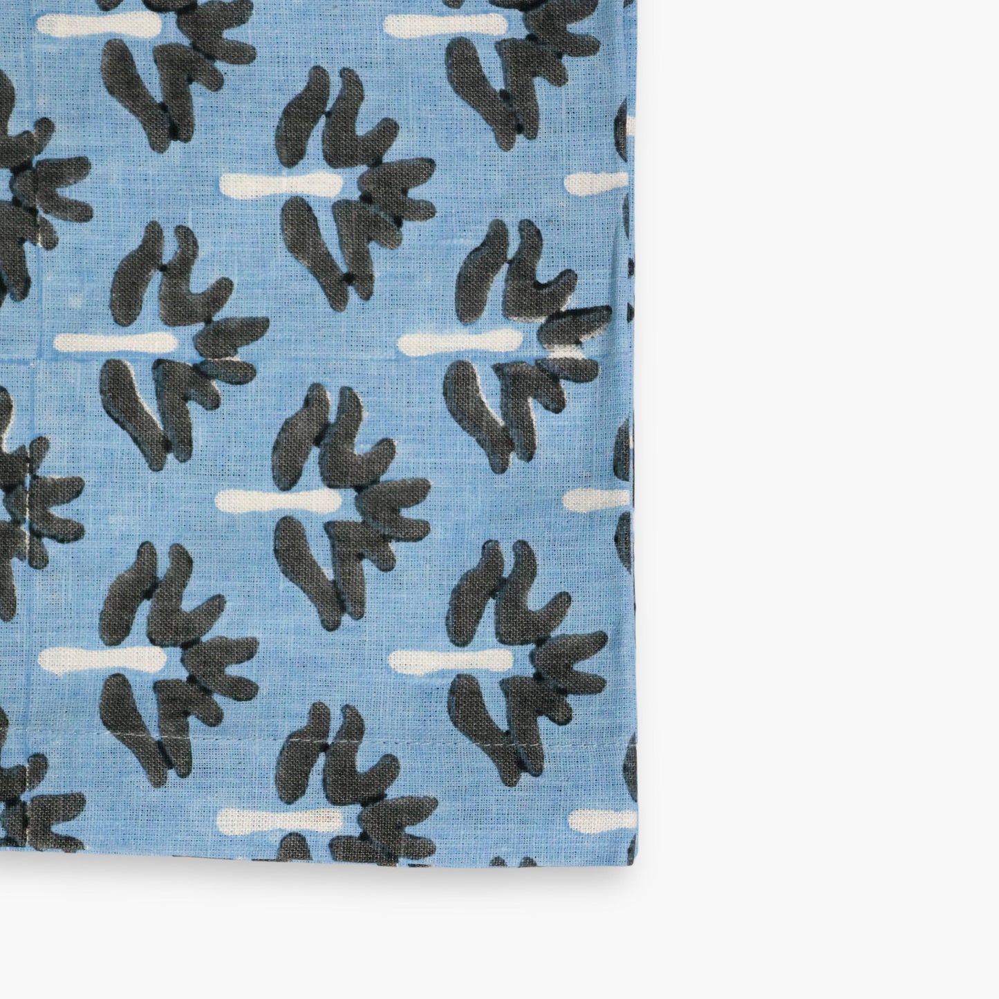 Zeenat Hand-Printed Linen Table Runner — Steel Blue