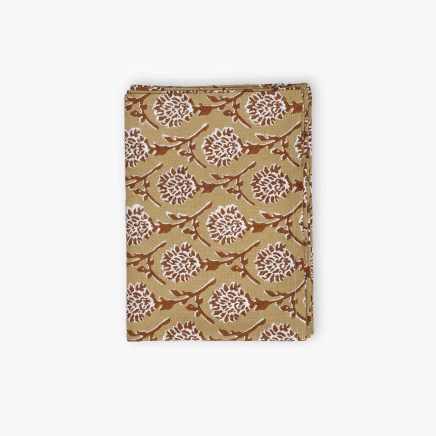Nikhar Hand-Printed Linen Table Runner — Chai Brown