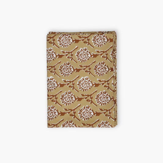 Nikhar Hand-Printed Linen Table Runner — Chai Brown