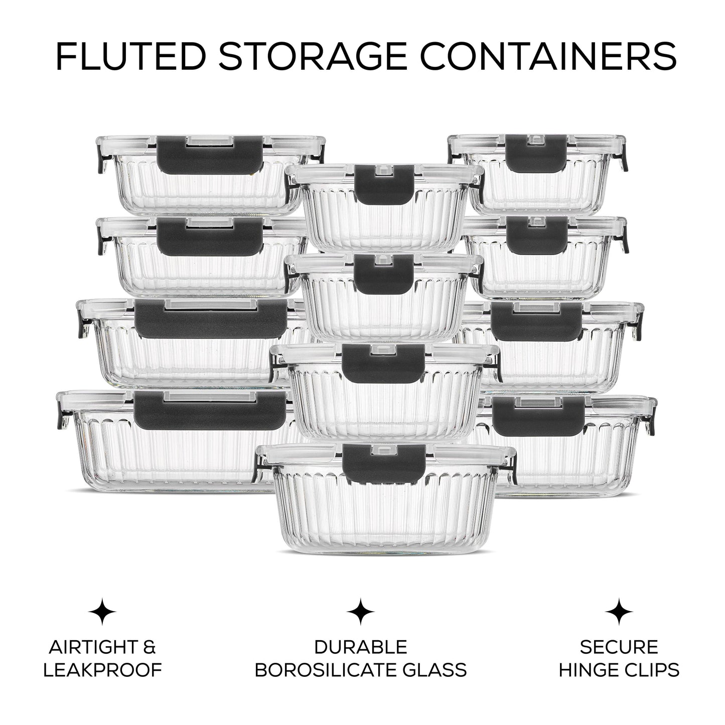 JoyJolt 24-Piece Glass Food Storage Container Set | Airtight Borosilicate Lids
