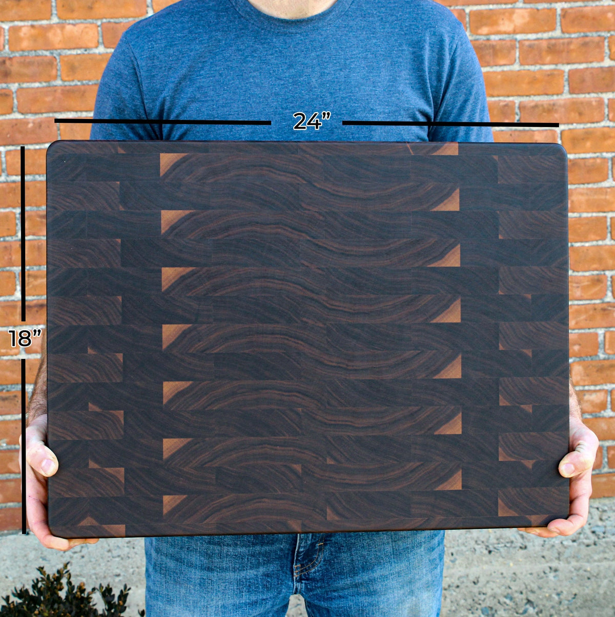 End Grain Butcher Block with Rubber Feet, Walnut or Maple