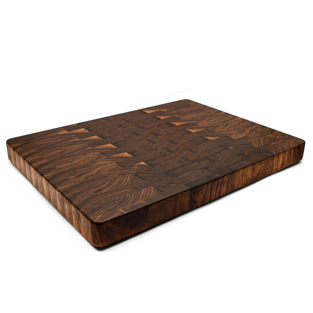 End Grain Butcher Block with Rubber Feet, Walnut or Maple