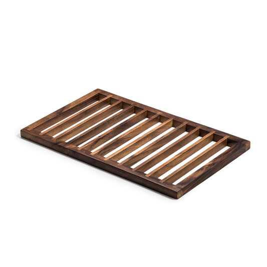 Wooden slatted mat on a white background