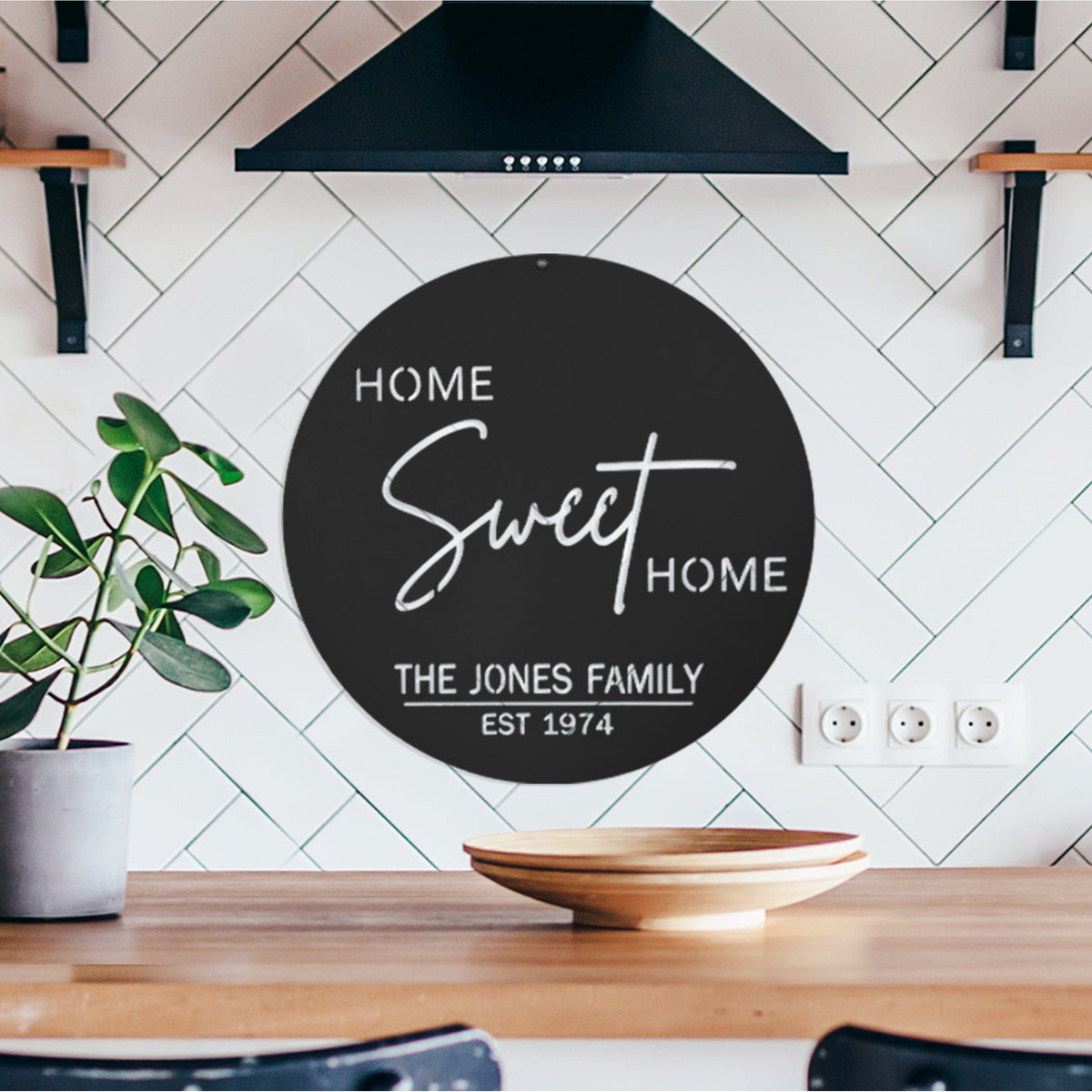Home Sweet Home Circle Plaque | Personalized Family Sign