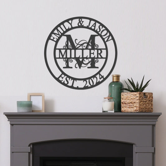 Split Letter Monogram | Personalized Metal Family Name Sign
