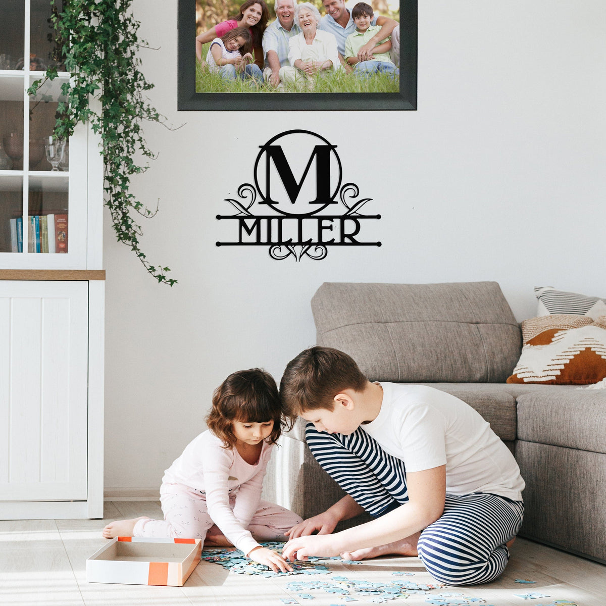 Austen Monogram | Personalized Metal Family Name Sign