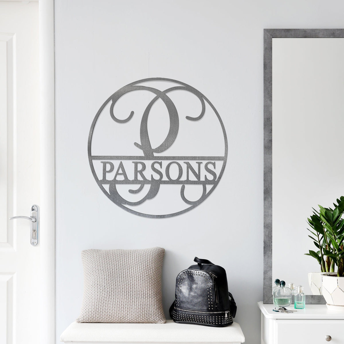 Circle Monogram with Name | Personalized Metal Monogram Sign