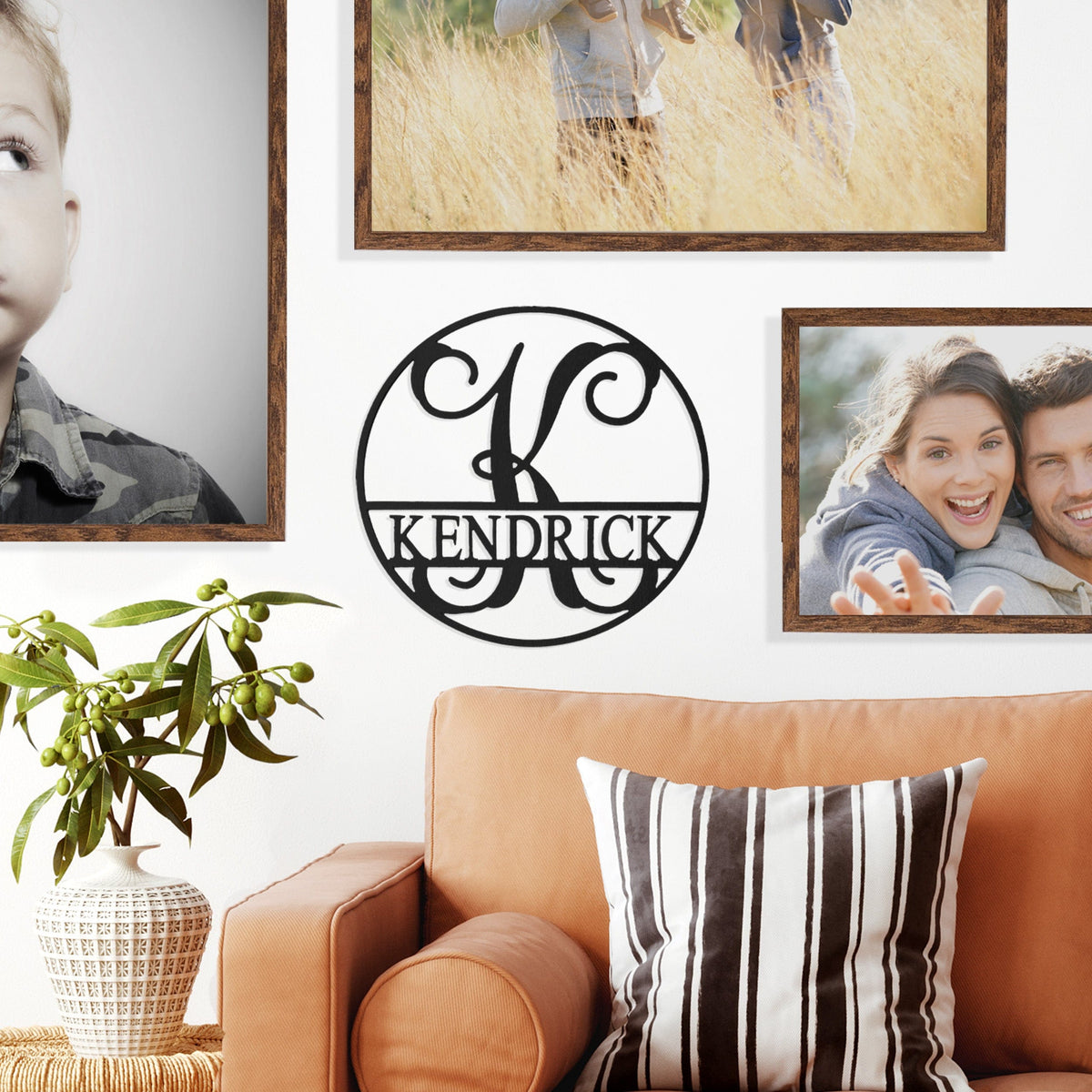 Circle Monogram with Name | Personalized Metal Monogram Sign