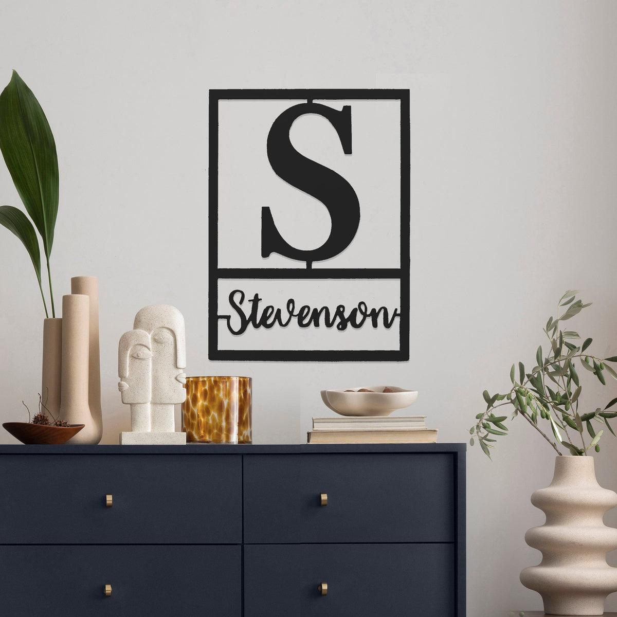 Floating Script Monogram | Personalized Metal Name Sign