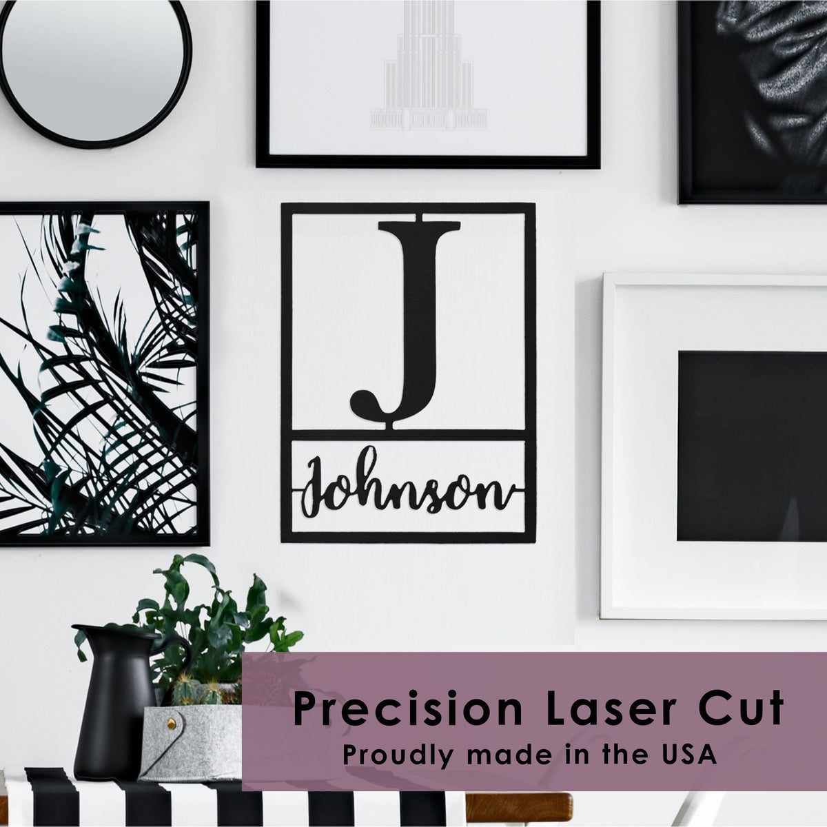Floating Script Monogram | Personalized Metal Name Sign