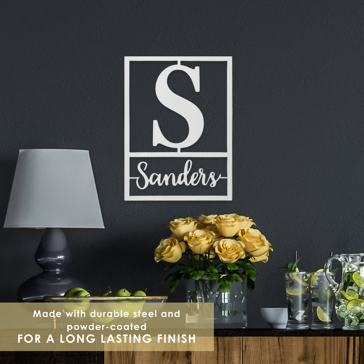 Floating Script Monogram | Personalized Metal Name Sign