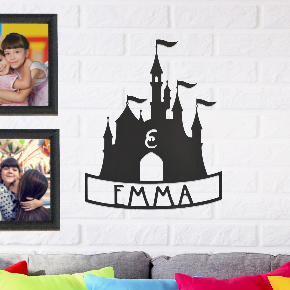 Mouse Ears & Castle Monogram | Personalized Kids Name Sign