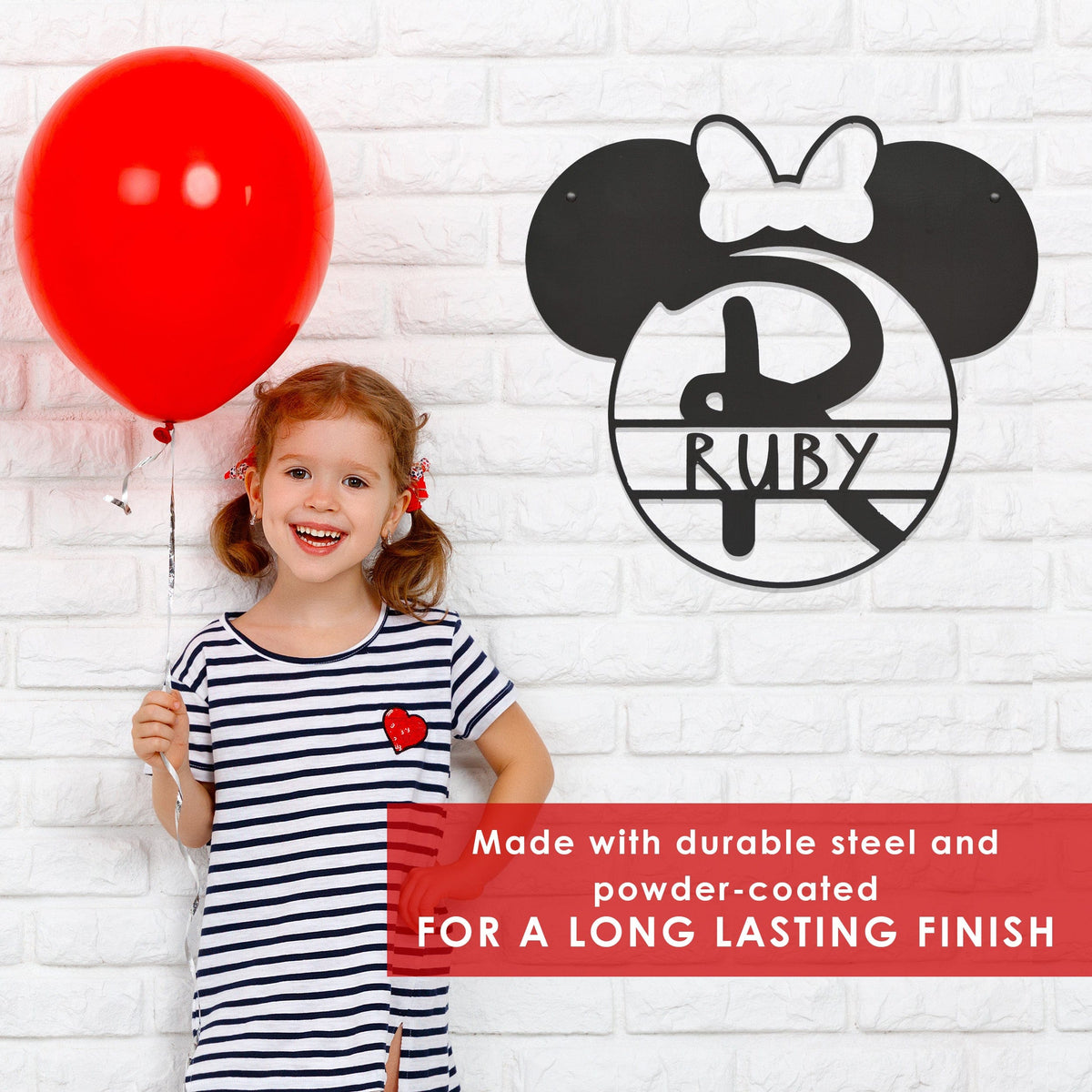 Mouse Ears & Castle Monogram | Personalized Kids Name Sign