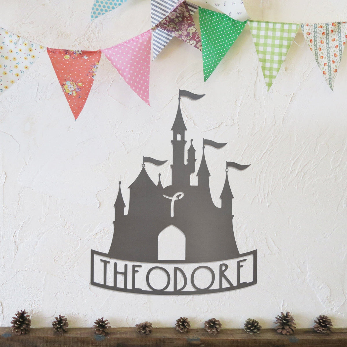 Mouse Ears & Castle Monogram | Personalized Kids Name Sign