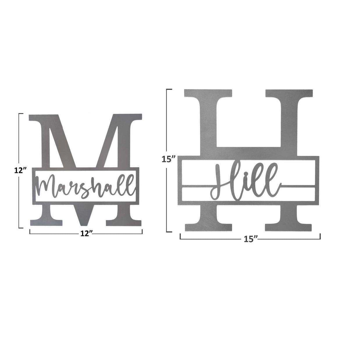 Script Letter Monogram | Personalized Metal Family Name Sign