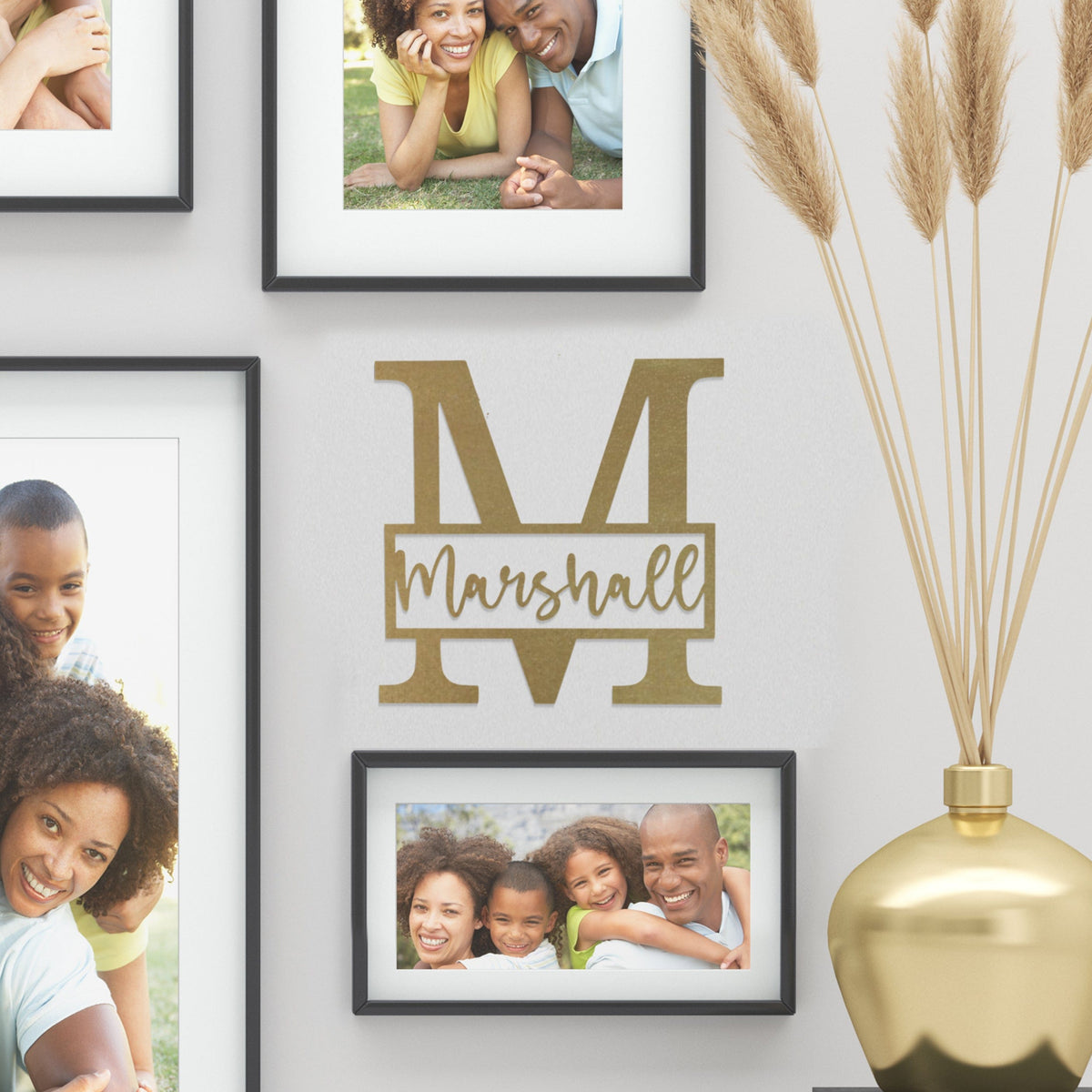 Script Letter Monogram | Personalized Metal Family Name Sign