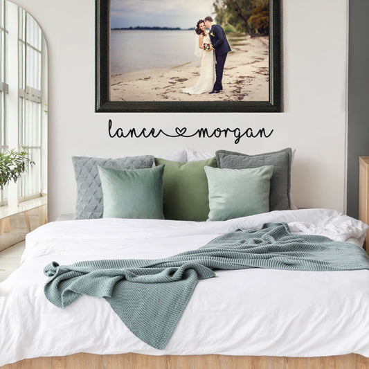 I Heart You Couples Name Sign | Personalized Metal Wall Art