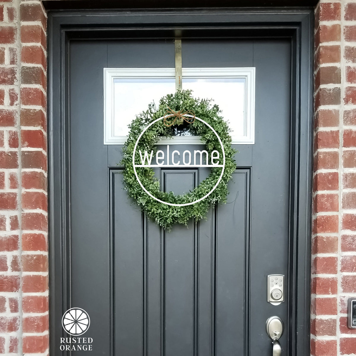 Welcome Circle Sign | Metal Front Door Wreath Sign