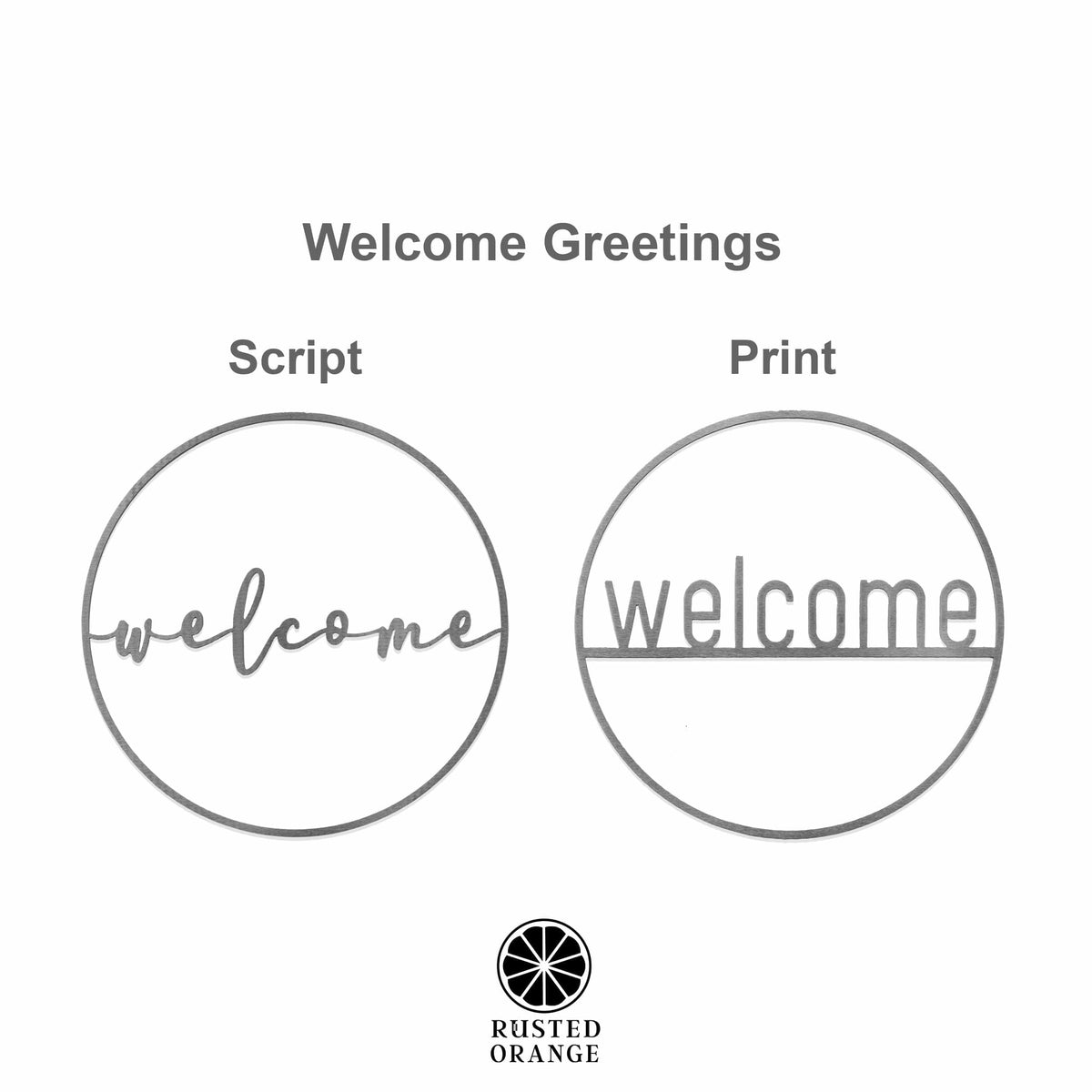 Welcome Circle Sign | Metal Front Door Wreath Sign