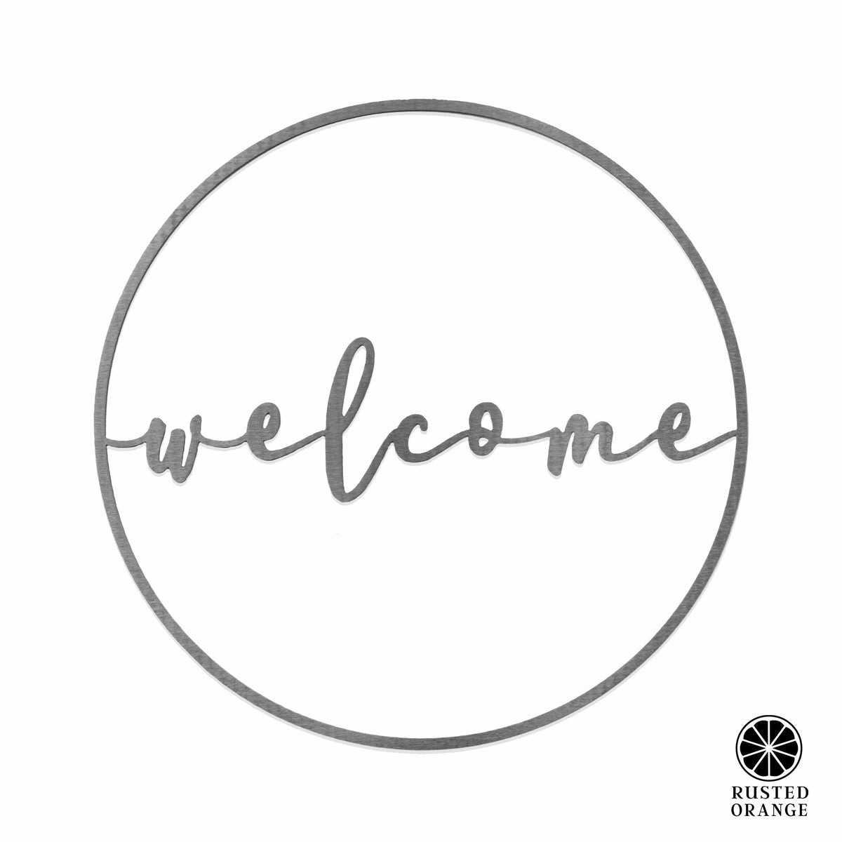 Welcome Circle Sign | Metal Front Door Wreath Sign