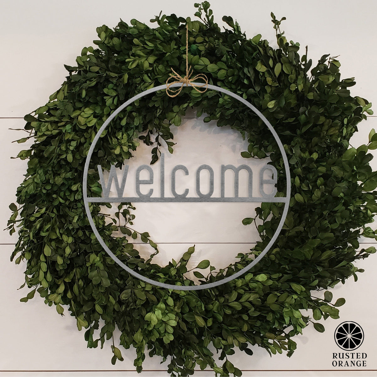 Welcome Circle Sign | Metal Front Door Wreath Sign