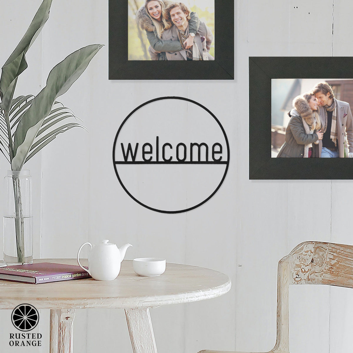 Welcome Circle Sign | Metal Front Door Wreath Sign